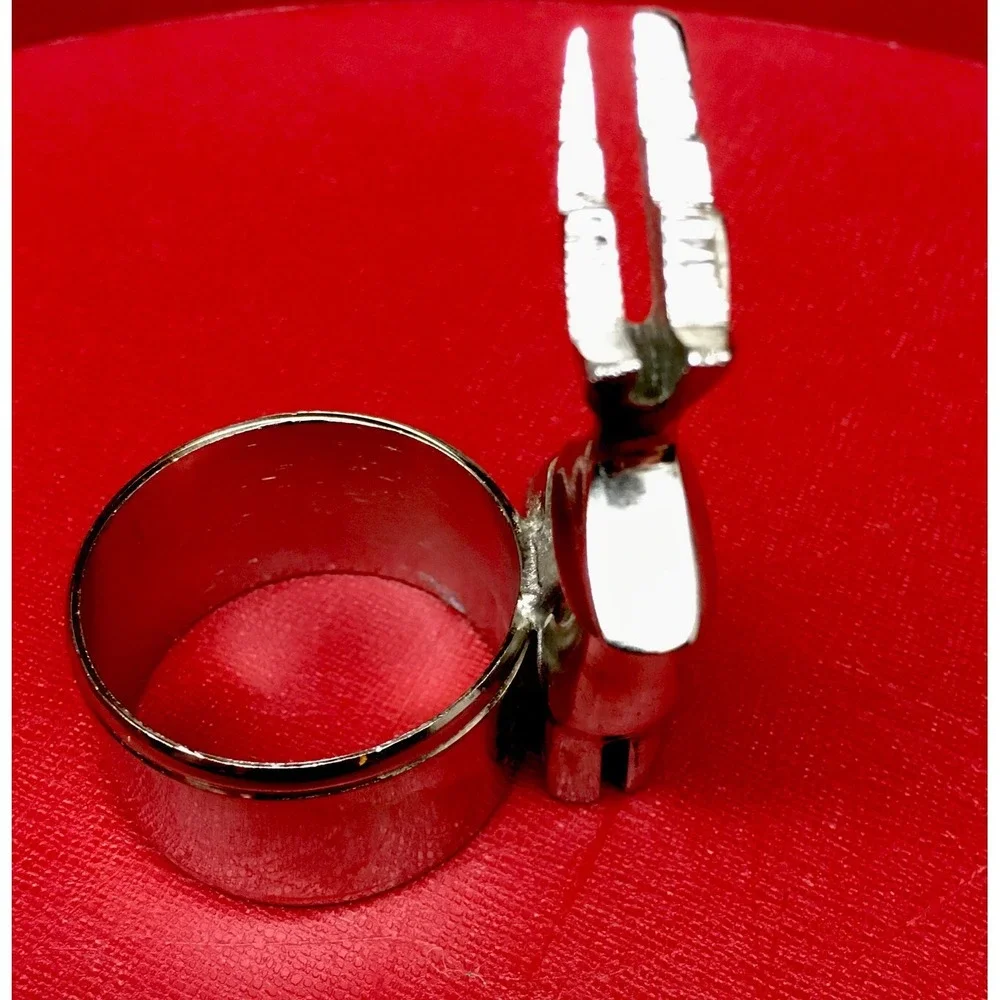 Silver Reindeer Napkin Ring Holder Christmas Cabin Core Set of 8